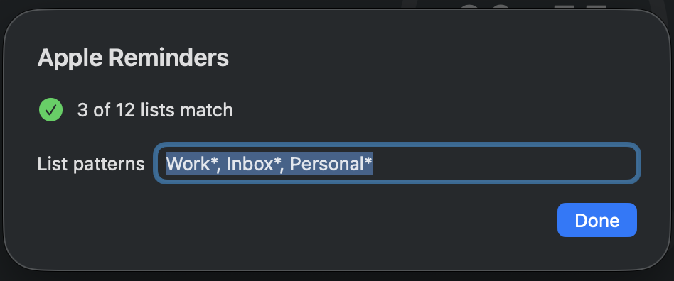 Apple Reminders settings